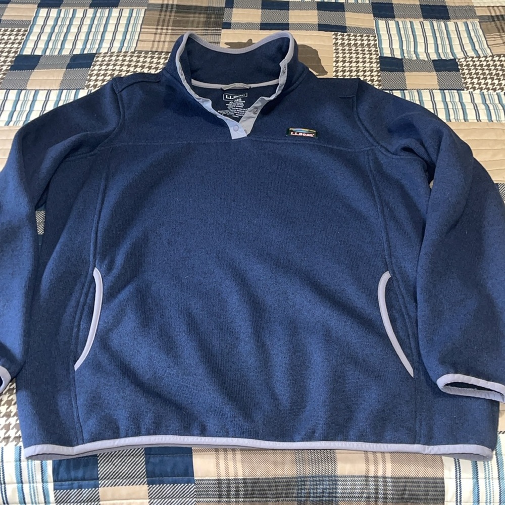 LL Bean button Fleece blue XL